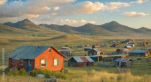 beautiful view of settlements in the prairie footage photo