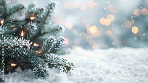 Close Up of a Pine Tree in the Snow