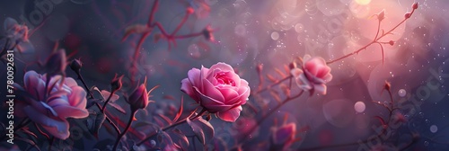 wild rose and beautiful art light background