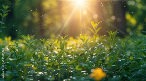 Sun Shines Through Bushs Leaves