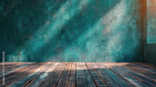 Room With Wooden Floor and Green Wall