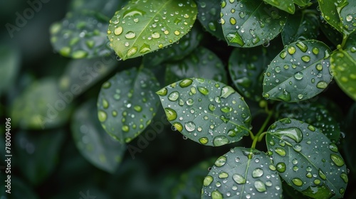 Green Leaf With Water Droplets