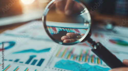 Magnifying Glass on Business Stock Shares Data