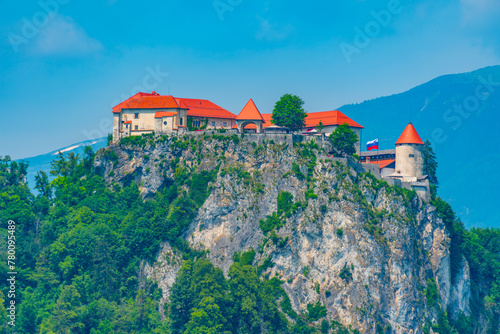 Panorama of Bled castle in Slovenia photo