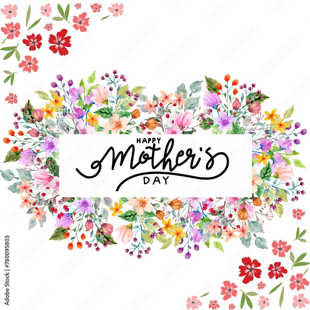 Mother's day greeting card. happy mother day. decorated banner poster card with flowers