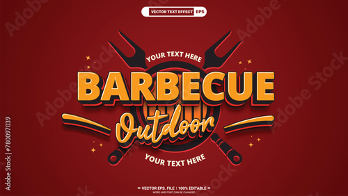 Barbecue outdoor logo type 3d editable vector text style effect