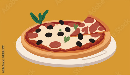 Sizzling Sausage Sensation. Delectable Pizza Delight. Vector Illustration.