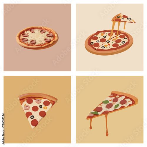 Sizzling Sausage Sensation. Delectable Pizza Delight. Vector Illustration.