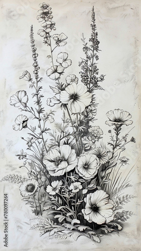 Old engraving, 17th century nostalgia combine modern elements, animals flowers city, vintage fine lines historical themes, details. © Ирина Батюк