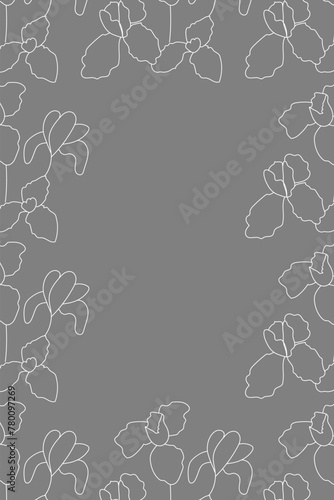 Fototapeta Naklejka Na Ścianę i Meble -  Vector. Hand drawn floral pattern. Vertical background, copy space for text. Template for postcard, wedding and party invitation, flyer, cover, brochure, social media post, magazine, poster, banner.