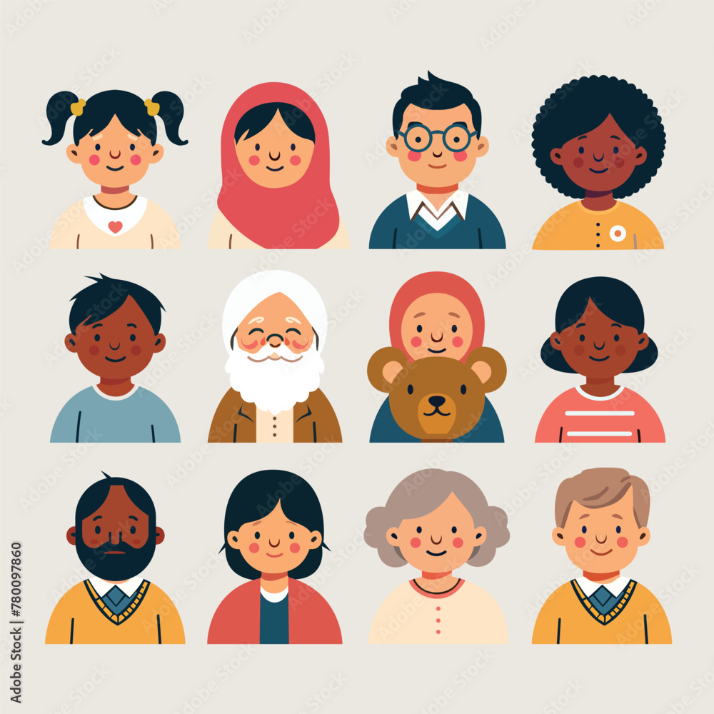 Set of people avatars featuring young men and women with pensive expressions. These modern line character heads depict happy, smiling, and thoughtful girls and guys. The flat vector illustrations are Set of people avatars featuring young men and women with pensive expressions. These modern line character heads depict happy, smiling, and thoughtful girls and guys. The flat vector illustrations are