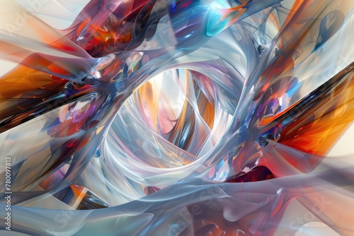 A vibrant explosion of colors and shapes, swirling and colliding in an abstract painting