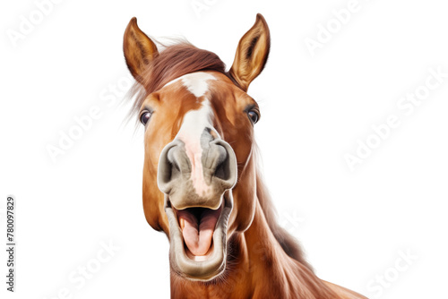 Portrait of Funny Happy Smiling Horse Isolated on White Background © fotoyou