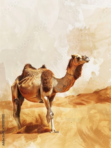 This image is created for Islamic events like Eid ul Adha  Camel  poster and copy space - generative ai