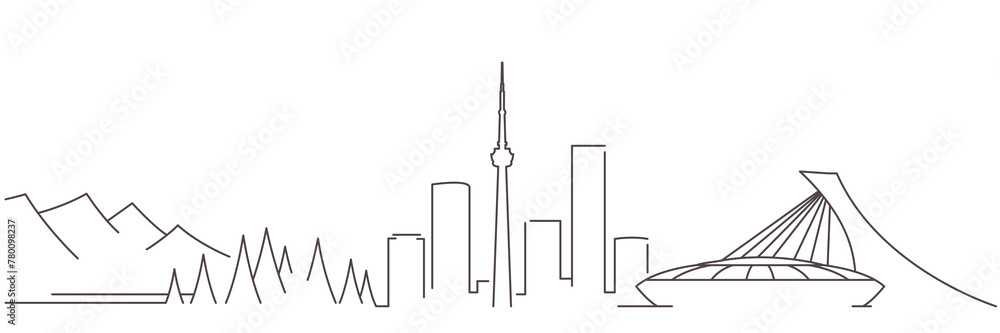 Fototapeta premium Canada Dark Line Simple Minimalist Skyline With White Background