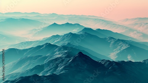 Soft Sunset Peaks: A Mountainous Landscape Painted in the Soft Hues of Twilight, Infusing the Terrain with Sublime Beauty