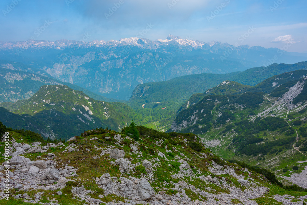 Naklejka premium Triglav national park viewed from Mount Vogel, Slovenia