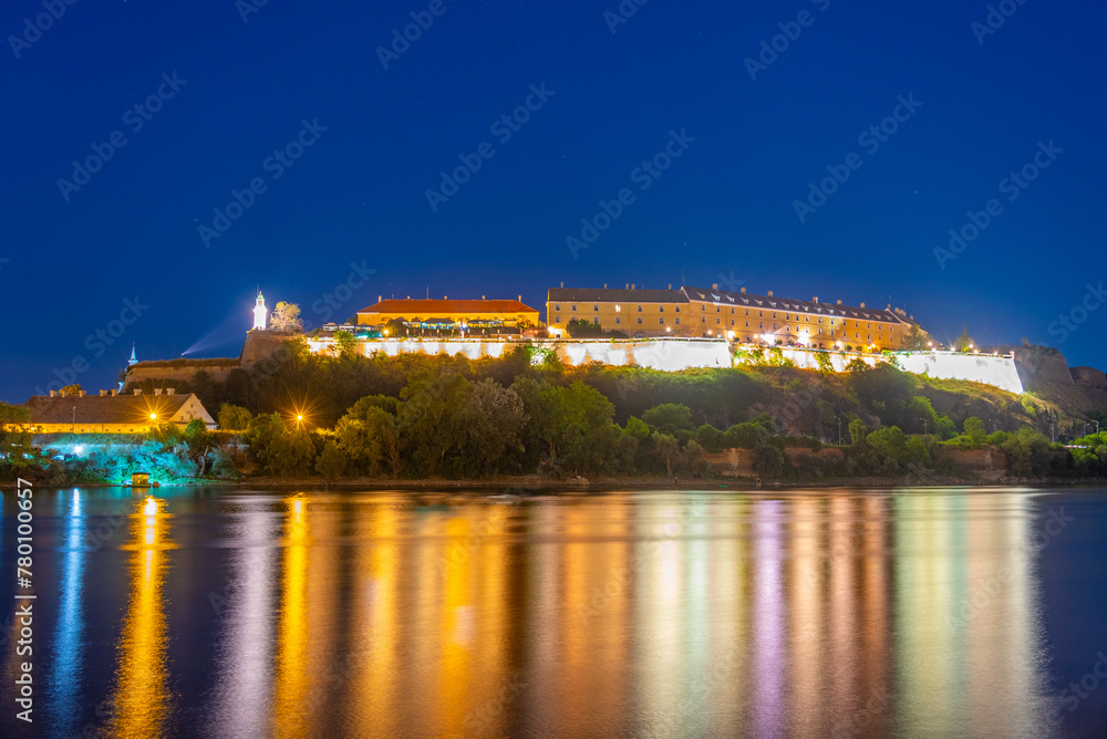 Night view of Petrovaradin fortress in Serbian town Novi Sad