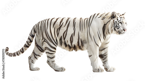 Strong white tiger walking, isolated on white background © Ziyan
