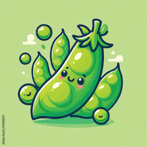 free vector Peas vegetable cartoon vector icon illustration food nature icon concept isolated premium vector green background