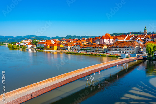 Bridge over Drava river in Maribor, Slovenia photo