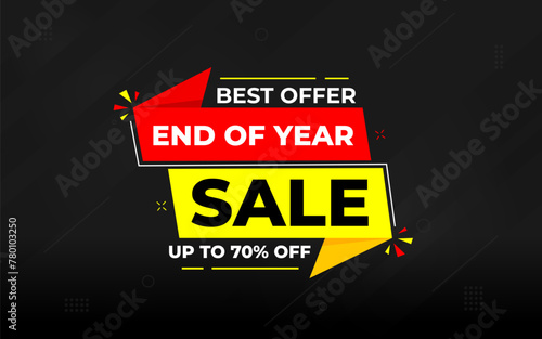 End of Year sale offer banner template. stock clearance background. end of year banner template design for web or social media, Sale special offer. abstract vector design.