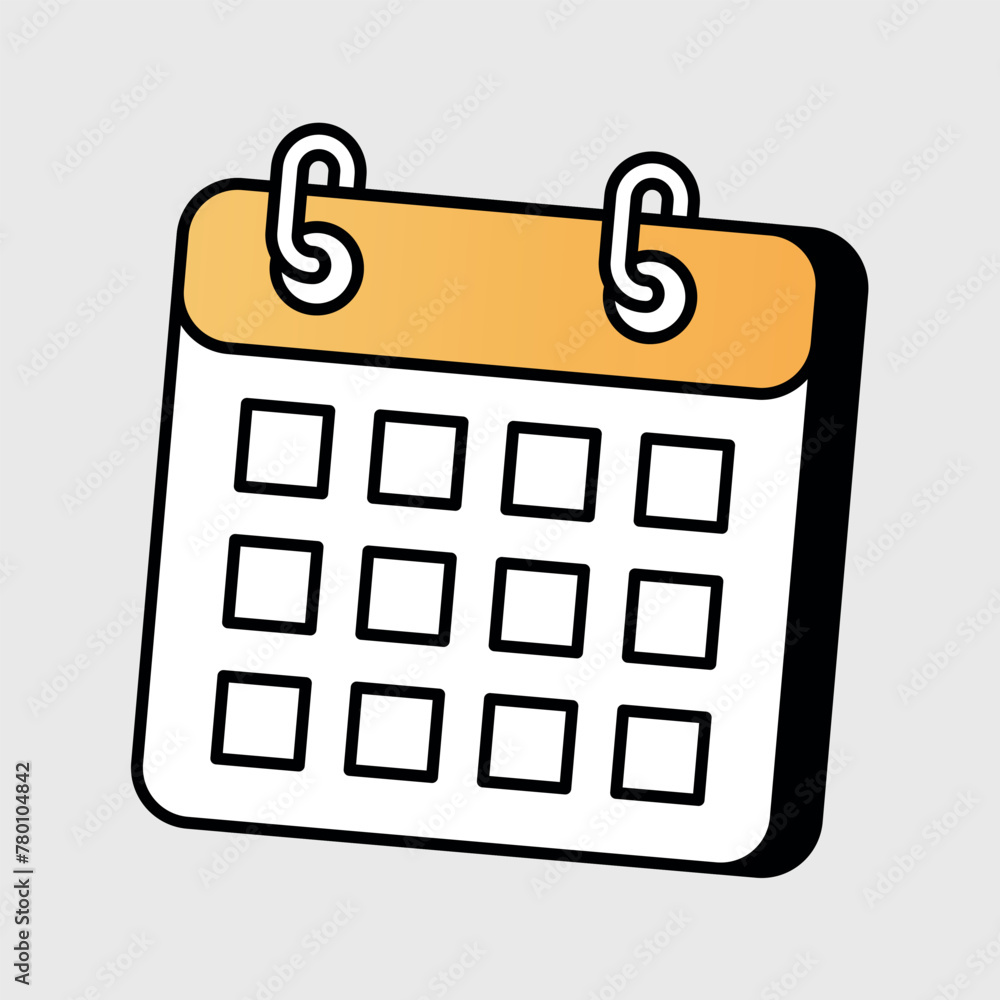 Simple Monthly Calendar Icon with Yellow Top Design Simple Monthly Calendar Icon with Yellow Top Design