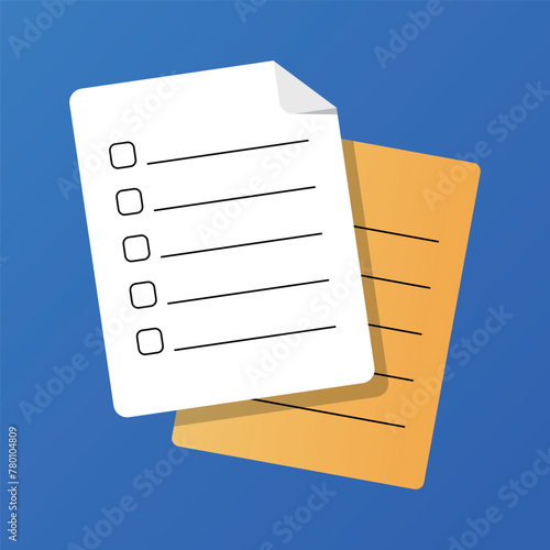 Bright Checklist Illustration on Blue Background
