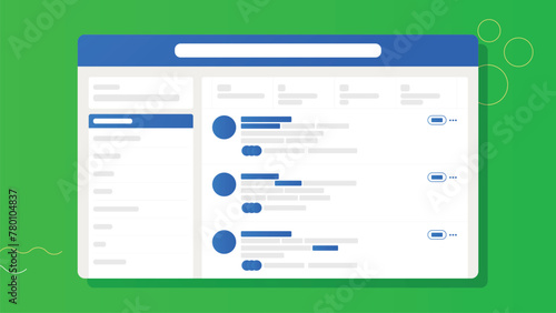 Stylized Social Media Interface Design on Green Background