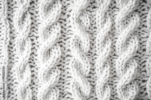 Close up of white knitted sweater background, texture with copy space