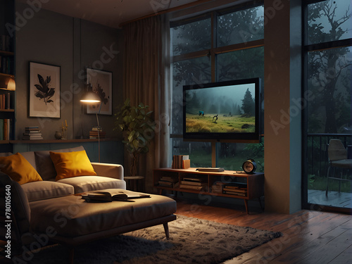 A cozy room with old furniture, reminiscent of a living room © A_A88
