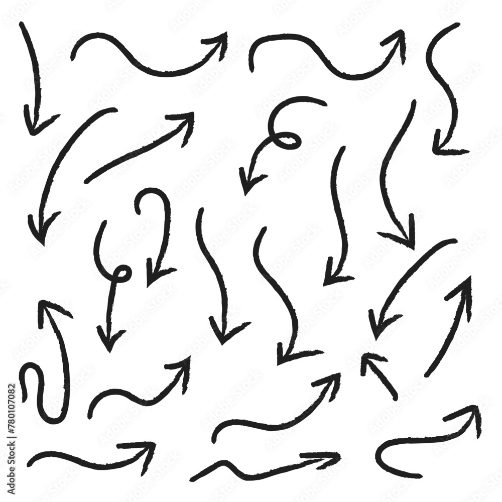 arrows set hand made white background vector arrows set hand made white background vector