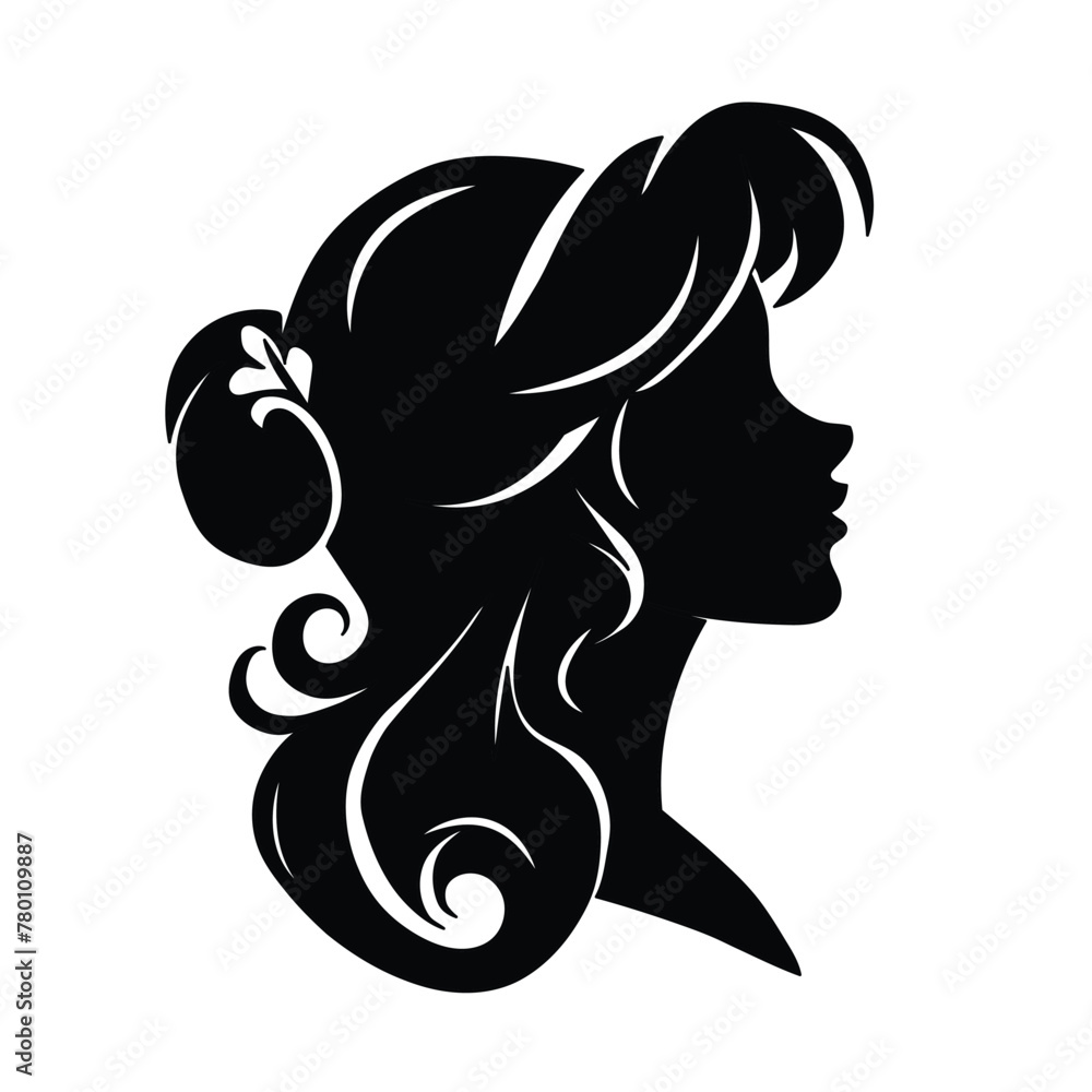 Vector illustration of a black woman's head silhouette on a white ...
