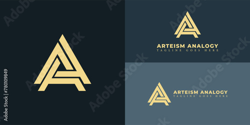 Abstract initial triangle letter A or AA logo in green color isolated on multiple background colors. The logo is suitable for business and consulting company logo icons to design inspiration templates