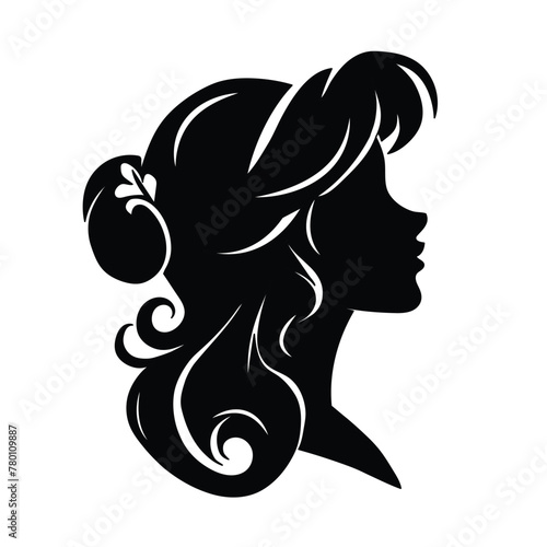 Vector illustration of a black woman's head silhouette on a white separate background