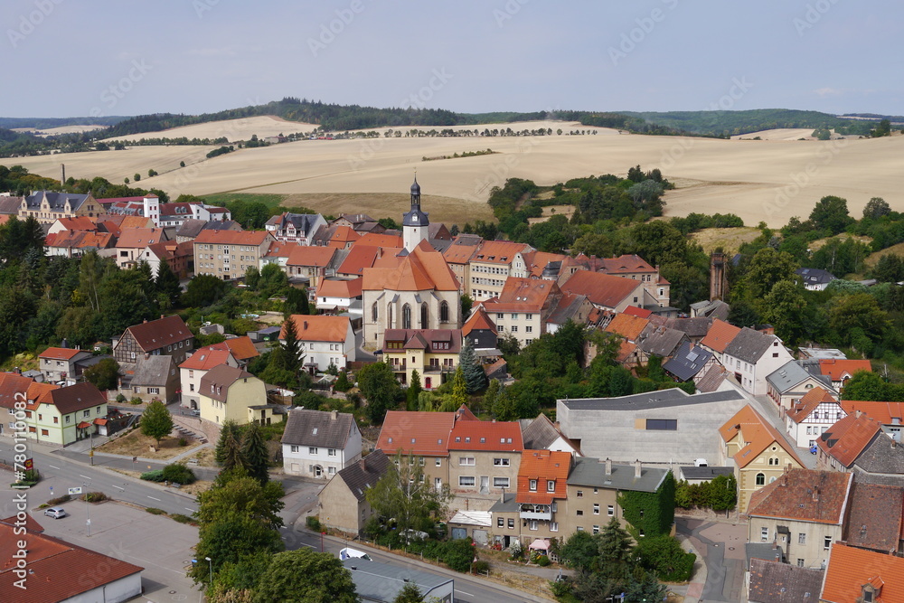 Blick vom Schloss Mansfeld auf die Stadt Mansfeld