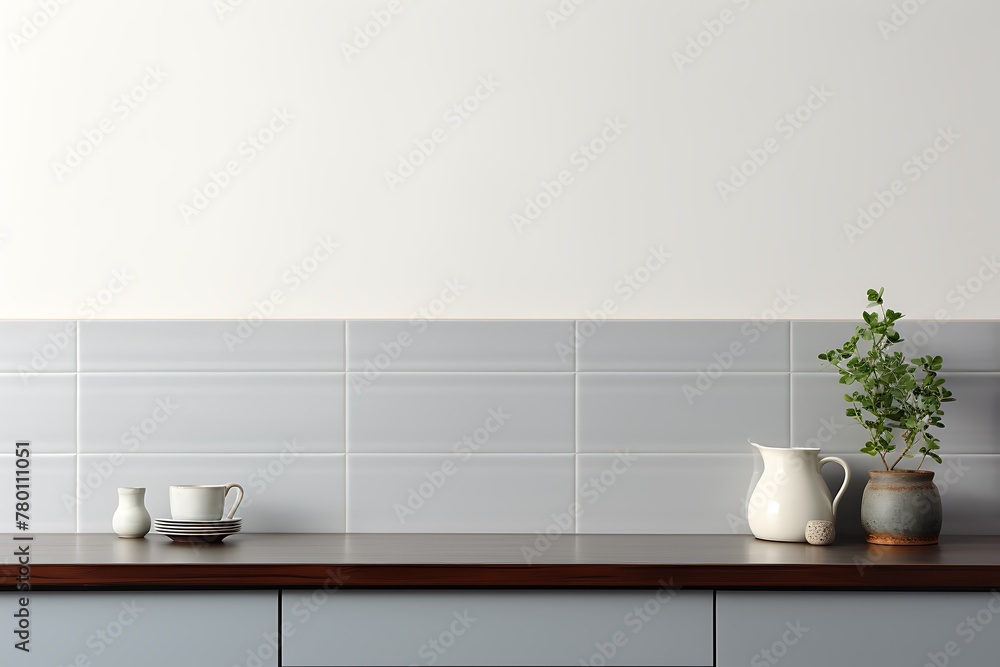 Wooden table with vases and plants. 3d rendering mock up Wooden table with vases and plants. 3d rendering mock up