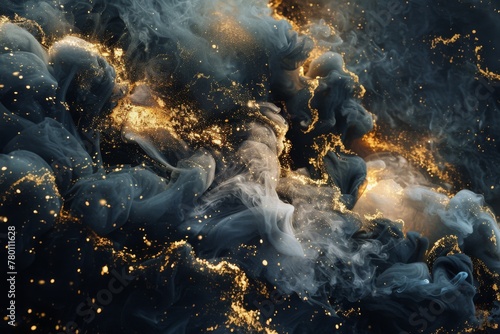 Cosmic clouds interwoven with golden dust, a fusion of celestial and opulence   © Kishore Newton