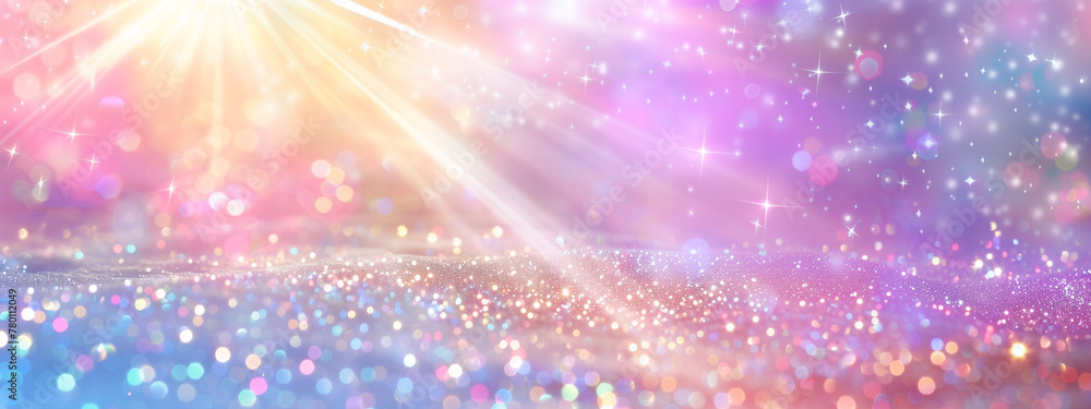 Obraz premium A background of light rays and glitter, with pastel colors in a sparklecore style