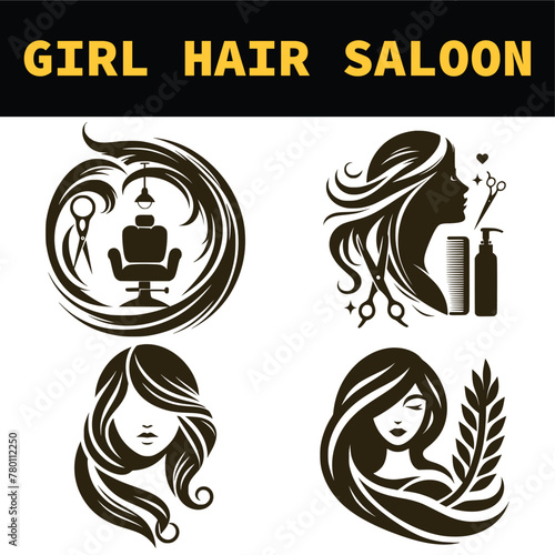Girl hair salon logo. beauty salon.