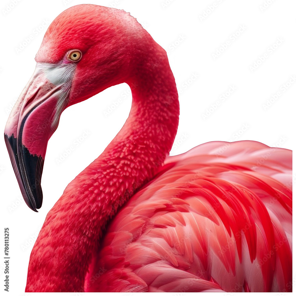 Fototapeta premium Pink Flamingo on Pink BackgroundTransparent PNG Background