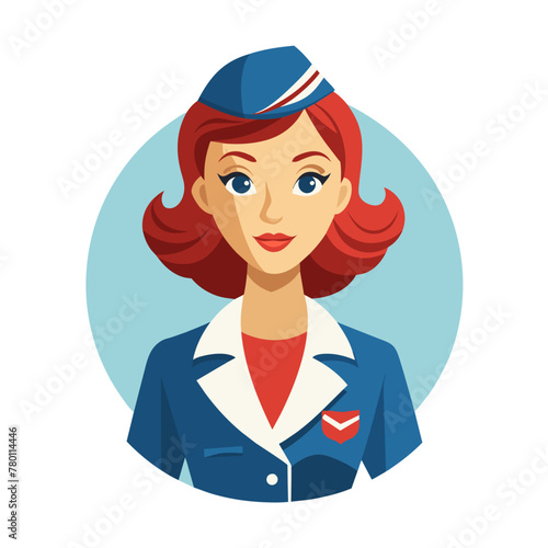 Air hostess cartoon illustration 