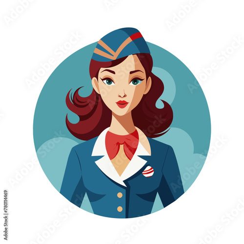 Air hostess cartoon illustration 