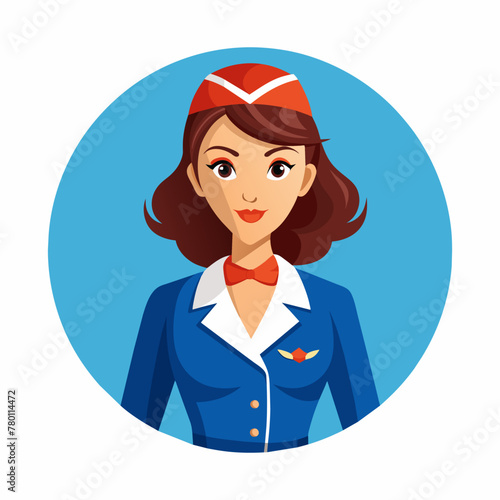Air hostess cartoon illustration 