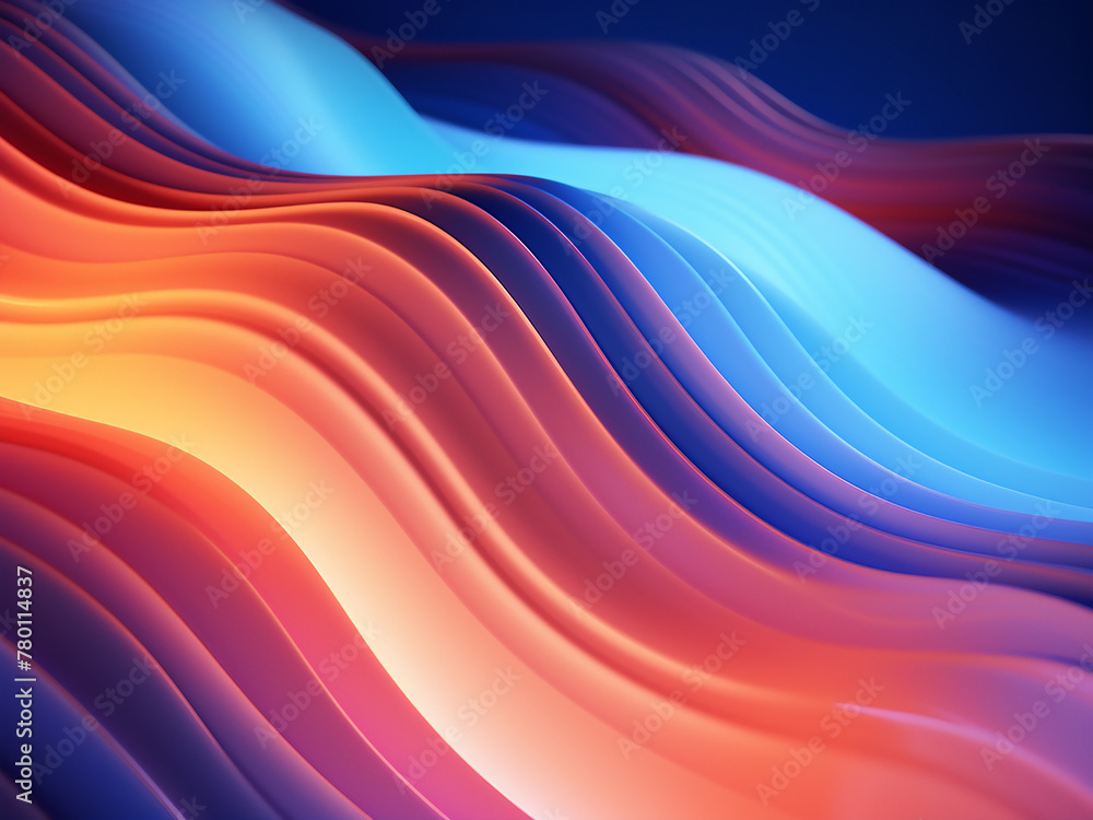 Modern design shines in a 3D rendering of wavy lines with vibrant colors Modern design shines in a 3D rendering of wavy lines with vibrant colors