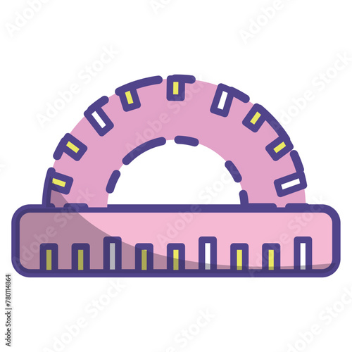 Icono de regla escuadra rosa pastel colores tiernos,regreso al colegio ,Ilustración vectorial con línea delgada,vector aislado sobre fondo blanco.  De vuelta a la escuela. Material para escribir
