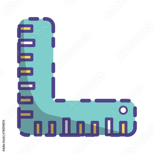 Icono de escuadra verde pastel colores tiernos,regreso al colegio,Ilustración vectorial con línea delgada,vector aislado sobre fondo blanco.  De vuelta a la escuela. Material para escribir

