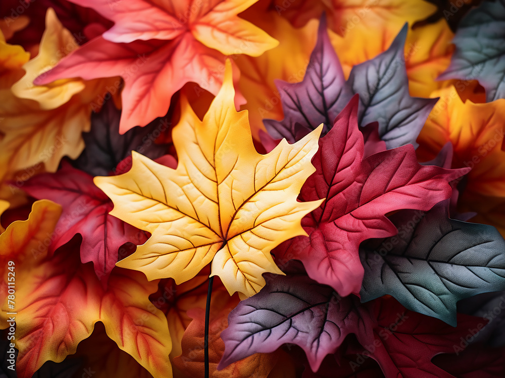 Close-up captures vibrant autumn leaves in detail