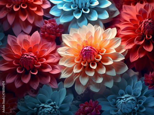 Abstract flower background is composed of flowers manipulated with color filters © Llama-World-studio