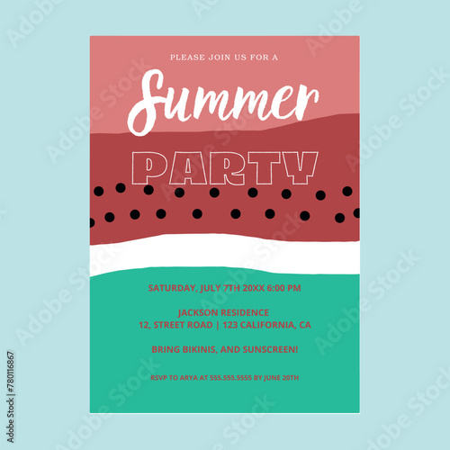 Watermelon Red Summer Party Invitation